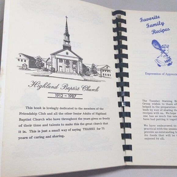 Vintage Church Spiral Bound Cookbook-Highland Baptist-Hickory,NC-1987-V. Good - Picture 8 of 9